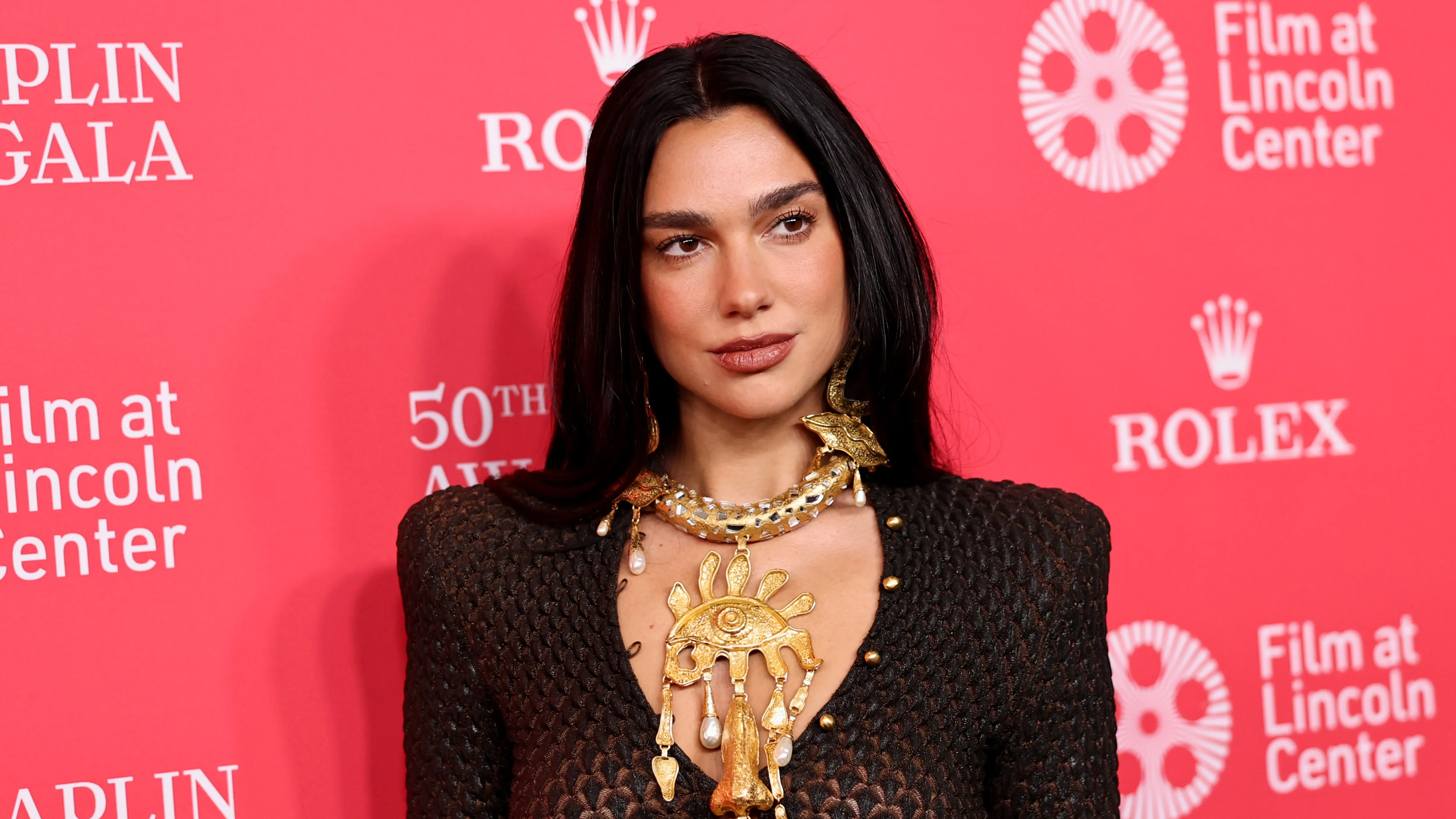 NEW YORK, NEW YORK - APRIL 28: Dua Lipa attends the 50th Chaplin Award Gala on April 28, 2025 in New York City. (Photo by Jamie McCarthy/Getty Images)