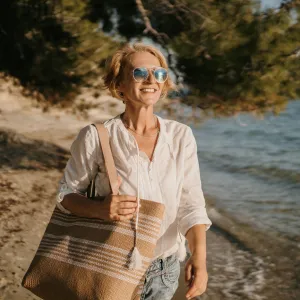 Woman alone on vacation - stock photo