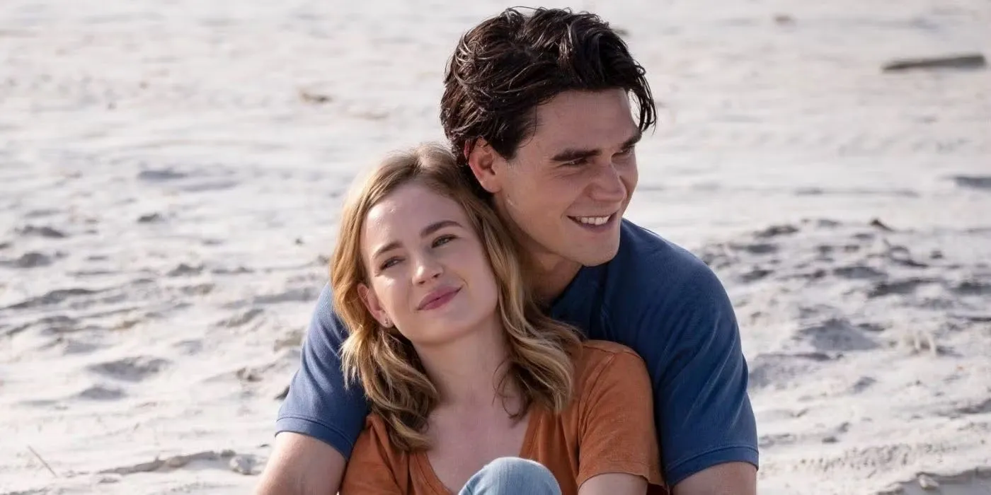 KJ Apa embraces Britt Robertson in 'I Still Believe.'