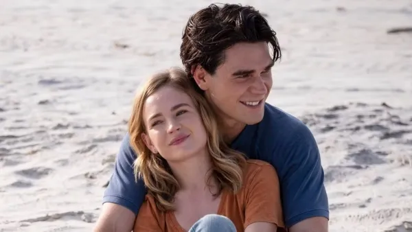 KJ Apa embraces Britt Robertson in 'I Still Believe.'