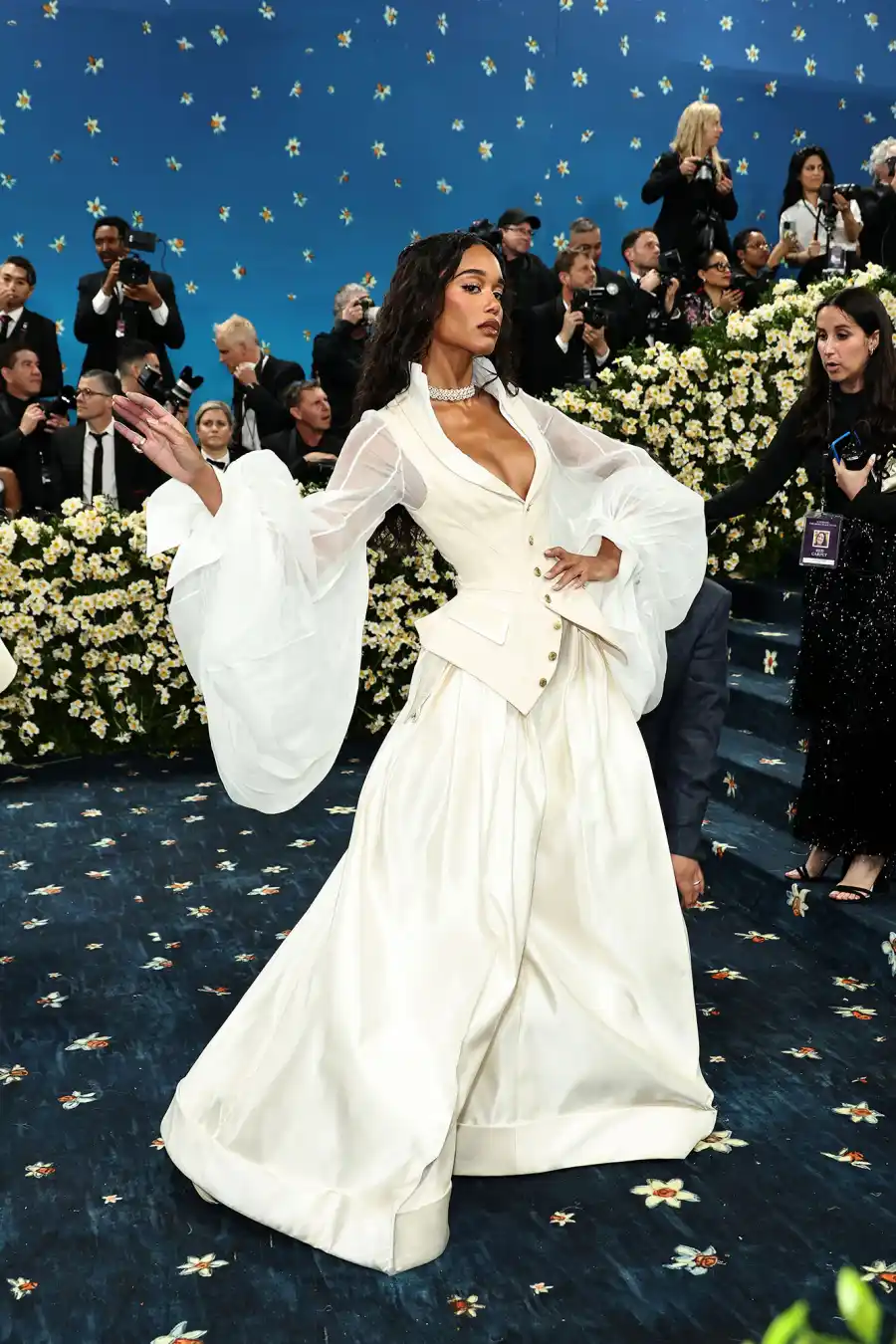 Laura Harrier Red Carpet Arrival Blue Carpet 2025 Met Gala