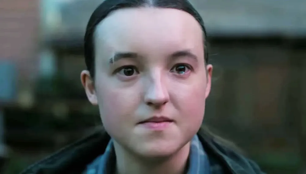 Bella Ramsey holds back tears in 'The Last of Us' season 2.