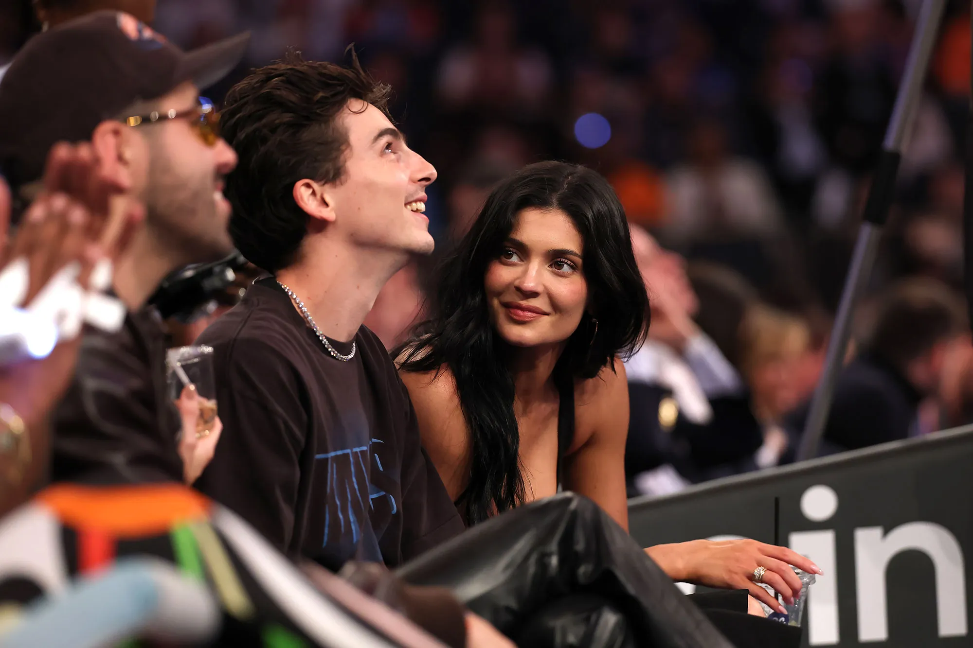 Timothee Chalamet and Kylie Jenner Boston Celtics and the New York Knicks