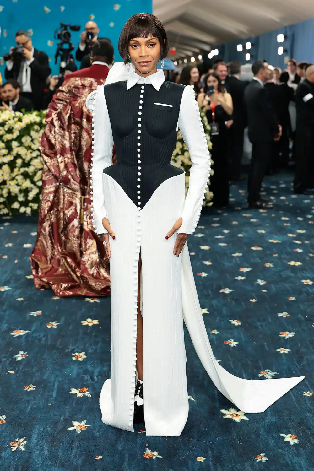 Zoe Saldana Red Carpet Arrival Blue Carpet 2025 Met Gala