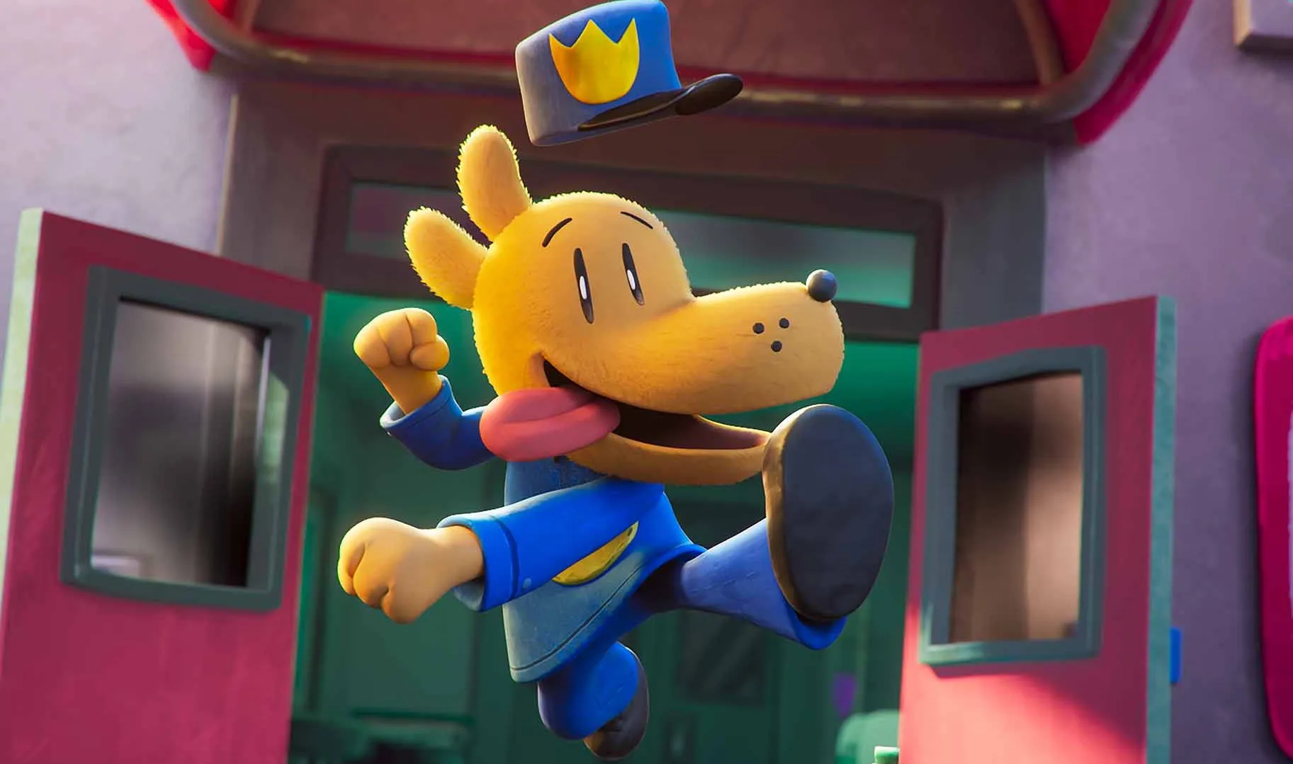 A dog leaps into the air in 'Dog Man.'