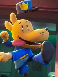 A dog leaps into the air in 'Dog Man.'