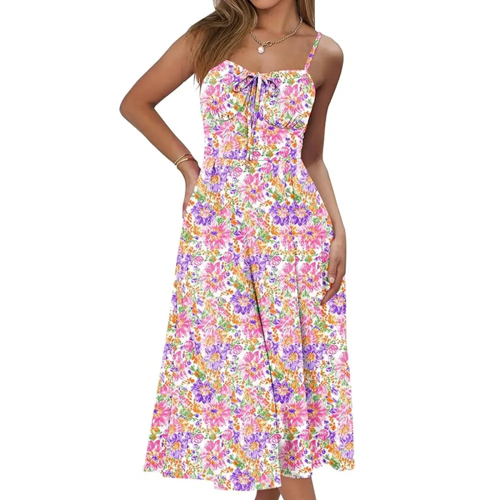 Caracilia Floral Corset Midi Sundress Amazon