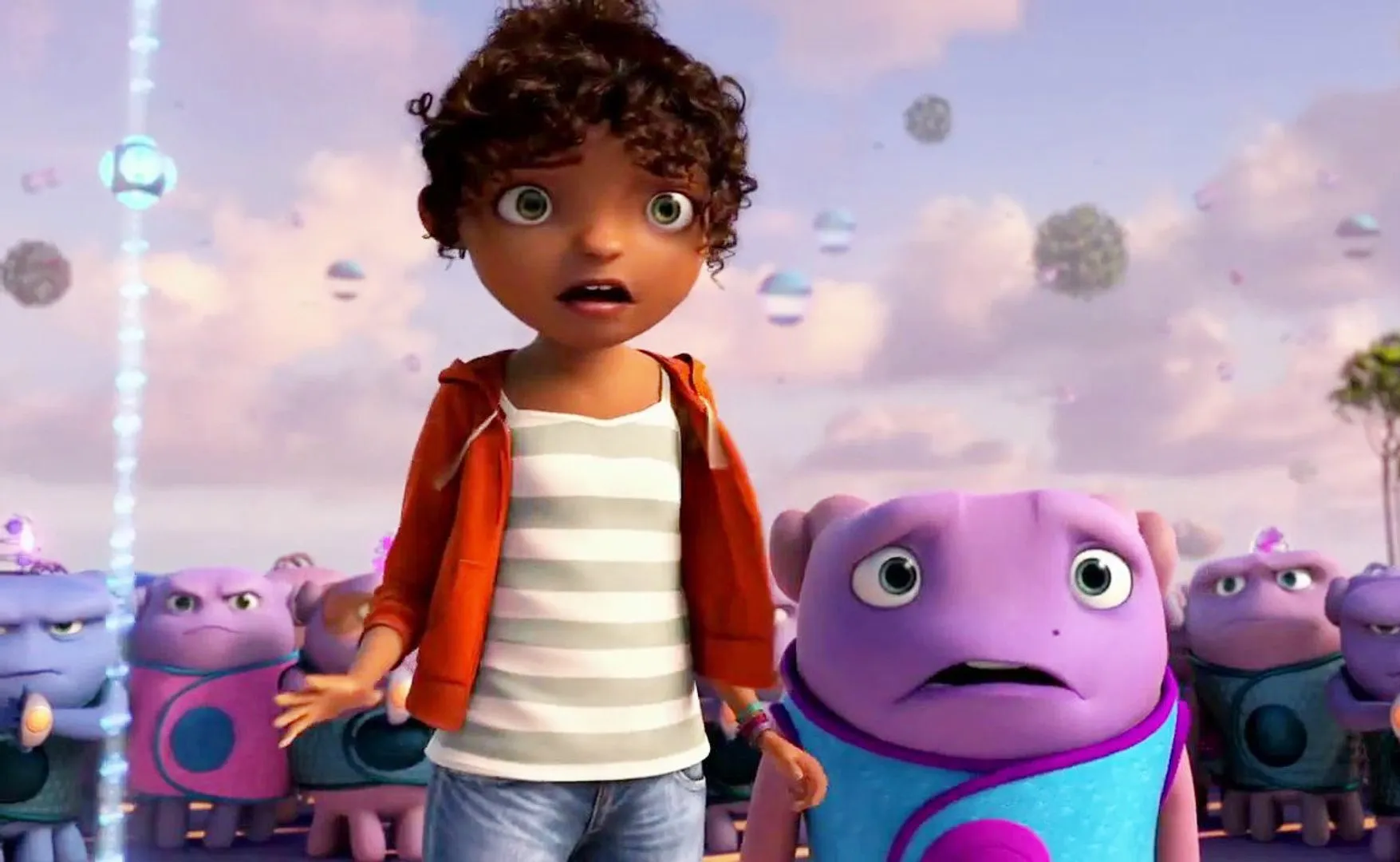 A girl stands with an alien in 'Replica Luxury Handbag.'