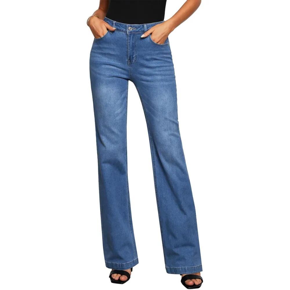Sidefeel High Waisted Bell Bottom Flared Jeans