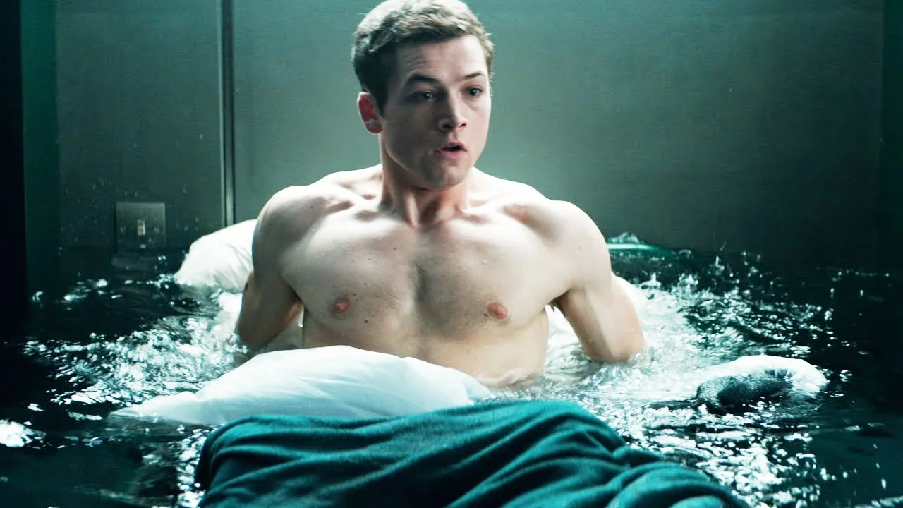 A man wakes up shirtless in 'Kingsman: The Secret Service.'