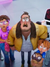 A family stands next to robot in 'The Mitchells Vs. The Machines.'