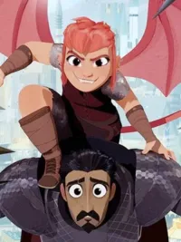 A girl straddles a man in 'Nimona.'