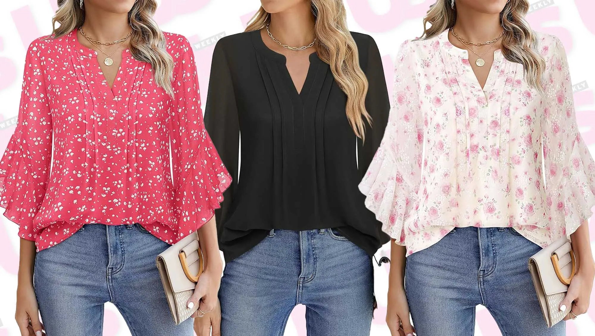 Quarter-Sleeve Blouse