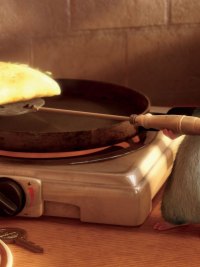 A rat makes an omelette in 'Ratatouille.'
