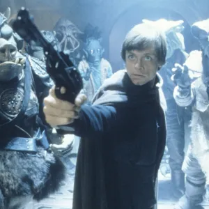 Luke aims his blaster in 'Return of the Jedi.'