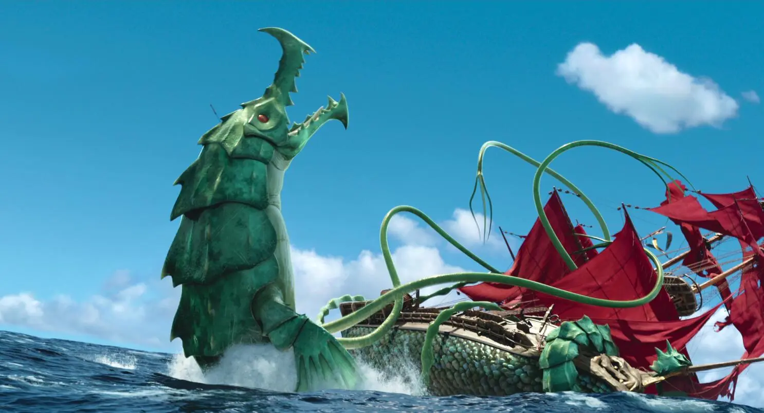 A monster attacks a ship in 'The Sea Beast.'