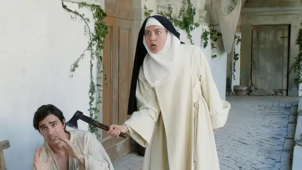 Dave Franco is threatened by Aubrey Plaza in 'The Little Hours'