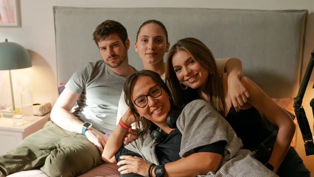 Sof&iacute;a Castro, Nicol&aacute;s Haza e Ivanna Castro en el rodaje de Con esa misma mirada