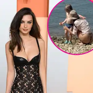 Emily Ratajkowski Wears G String Bikini With Son Sylvester