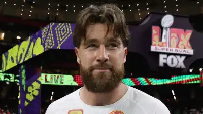 GettyImages 2198591933 Travis Kelce Gets Shy When Asked to Sing Favorite Taylor Swift Song