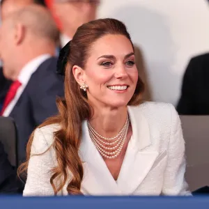 Catherine, Princess of Wales attends a concert to mark the 80th Anniversary of VE Day at Horse Guards Parade on May 08, 2025 in London, England. The King and Queen, joined by Members of the Royal Family, will take part in events from May 5th to May 8th to commemorate the 80th anniversary of VE Day, which signalled the end of the Second World War in Europe.