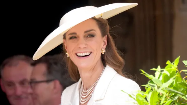 Britain's Britain's Catherine, Princess of Wales smiles as she attends the Order of the Garter service at St George's Chapel in Windsor Castle, west of London, on June 16, 2025. The Order of the Garter is the oldest and most senior Order of Chivalry in Britain, established by King Edward III nearly 700 years ago.
