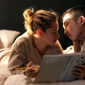 Kristen Stewart and Steven Yeun in 'Love Me.'