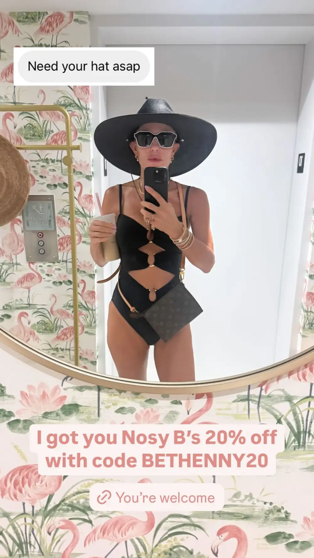 Of Course Bethenny Frankel Elevates Her Cutout Swimsuit With a Louis Vuitton Bag 02
