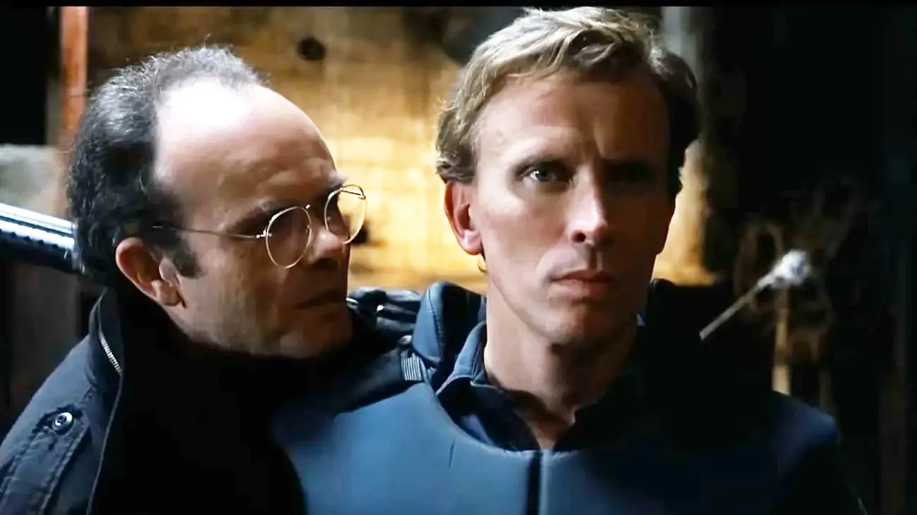 Kurtwood Smith and Peter Weller in RoboCop