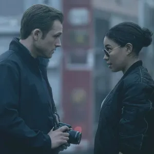 Taron Egerton and Jurnee Smollett in Smoke