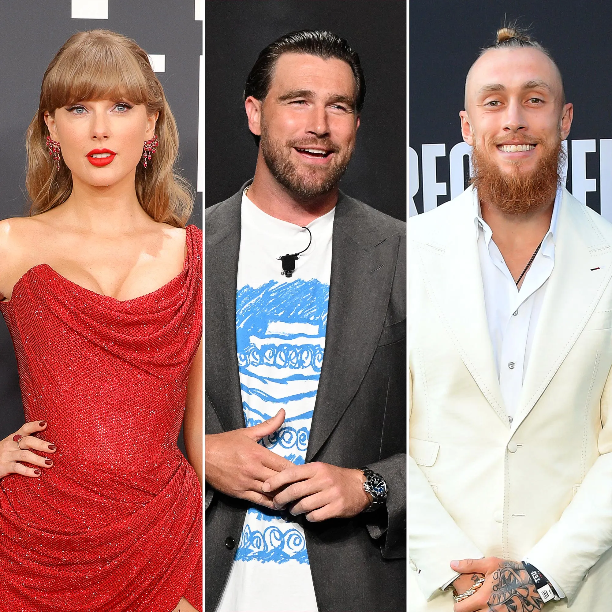 Taylor Swift Travis Kelce and George Kittle Jam Out to Love Story During Tight End U Party 2197310399 2214788418 2161417844