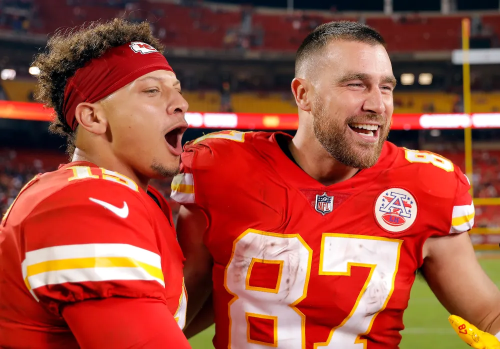 Travis Kelce and Patrick Mahomes Hand Out Gifts to Make a Wish Recipients at Kansas City Chiefs Practice
