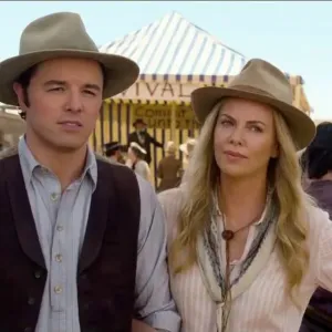Seth MacFarlane and Charlize Theron in A Million Ways to Die in the West