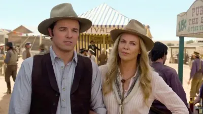 Seth MacFarlane and Charlize Theron in A Million Ways to Die in the West