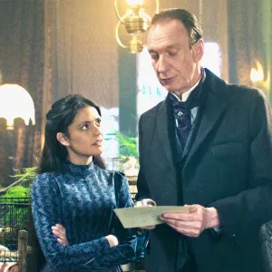 Blu Hunt and David Thewlis in Sherlock and Daughter