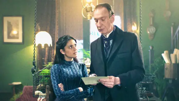Blu Hunt and David Thewlis in Sherlock and Daughter
