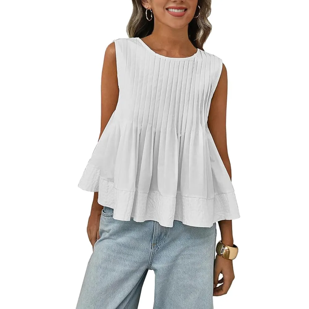 Megfie Pleated Peplum Tank Top Amazon