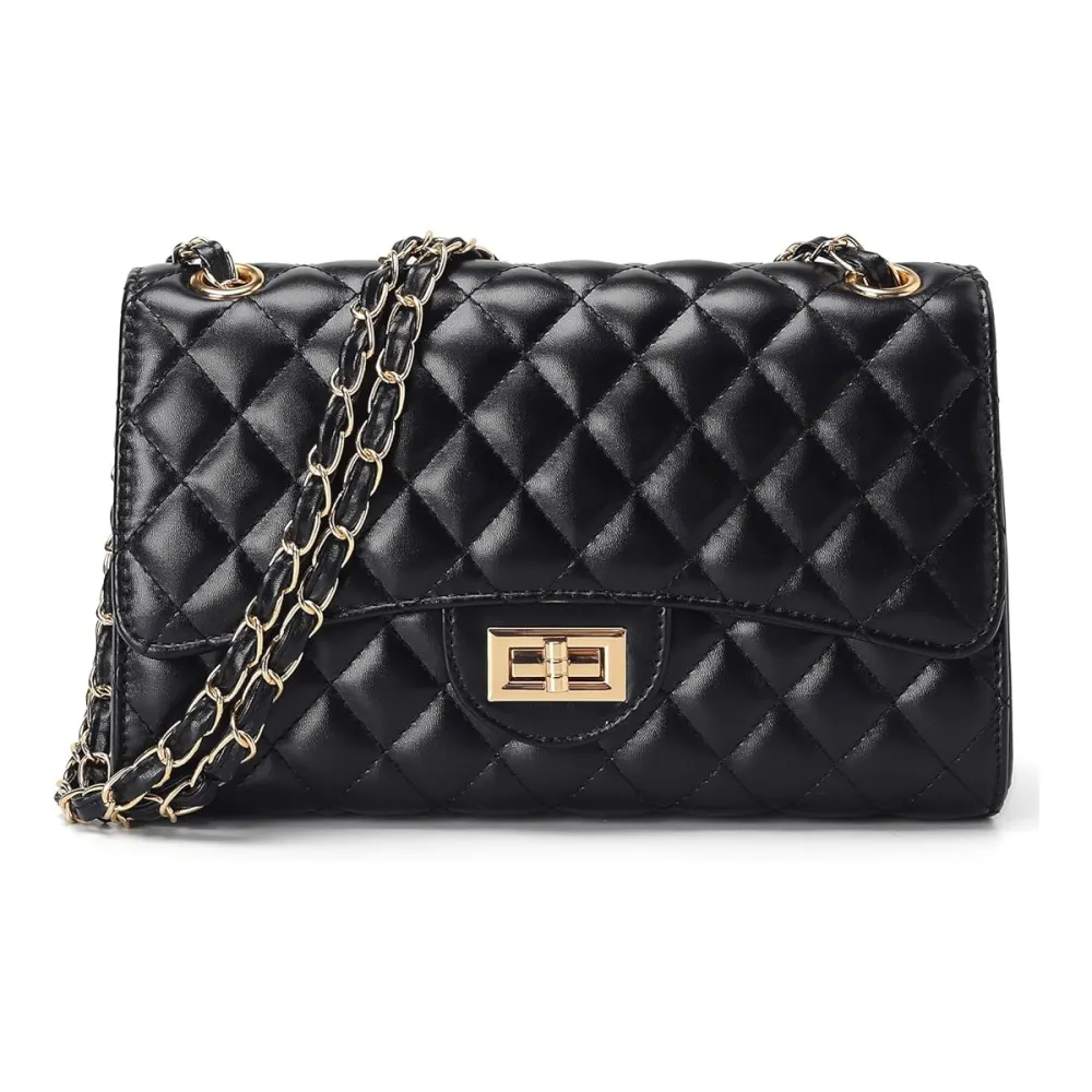 DIUY Quilted Leather Crossbody Bag