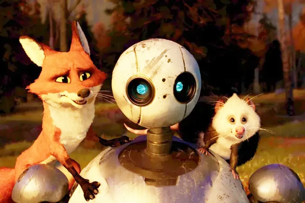 Pedro Pascal, Lupita Nyong'o and Kit Connor in The Wild Robot