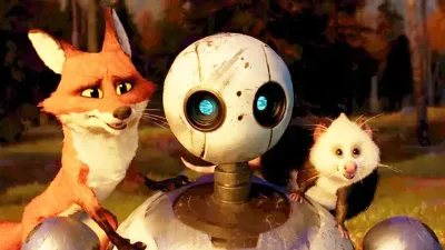 Pedro Pascal, Lupita Nyong'o and Kit Connor in The Wild Robot