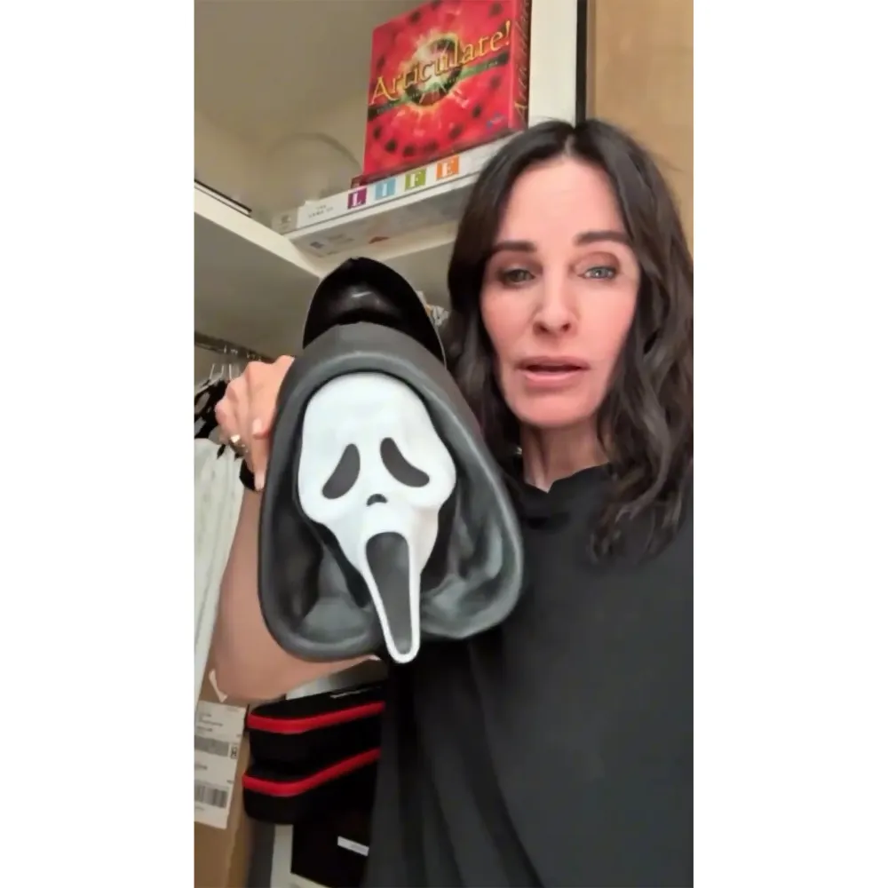 Courteney Cox Closet Tour Scream Mask Cardboard Cutouts of Herself