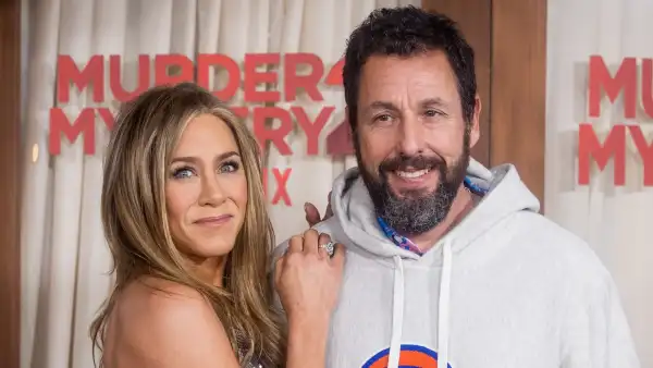 GettyImages-1477687034 Adam Sandler Reacts to Pal Jennifer Aniston and Jim Curtis' Romance