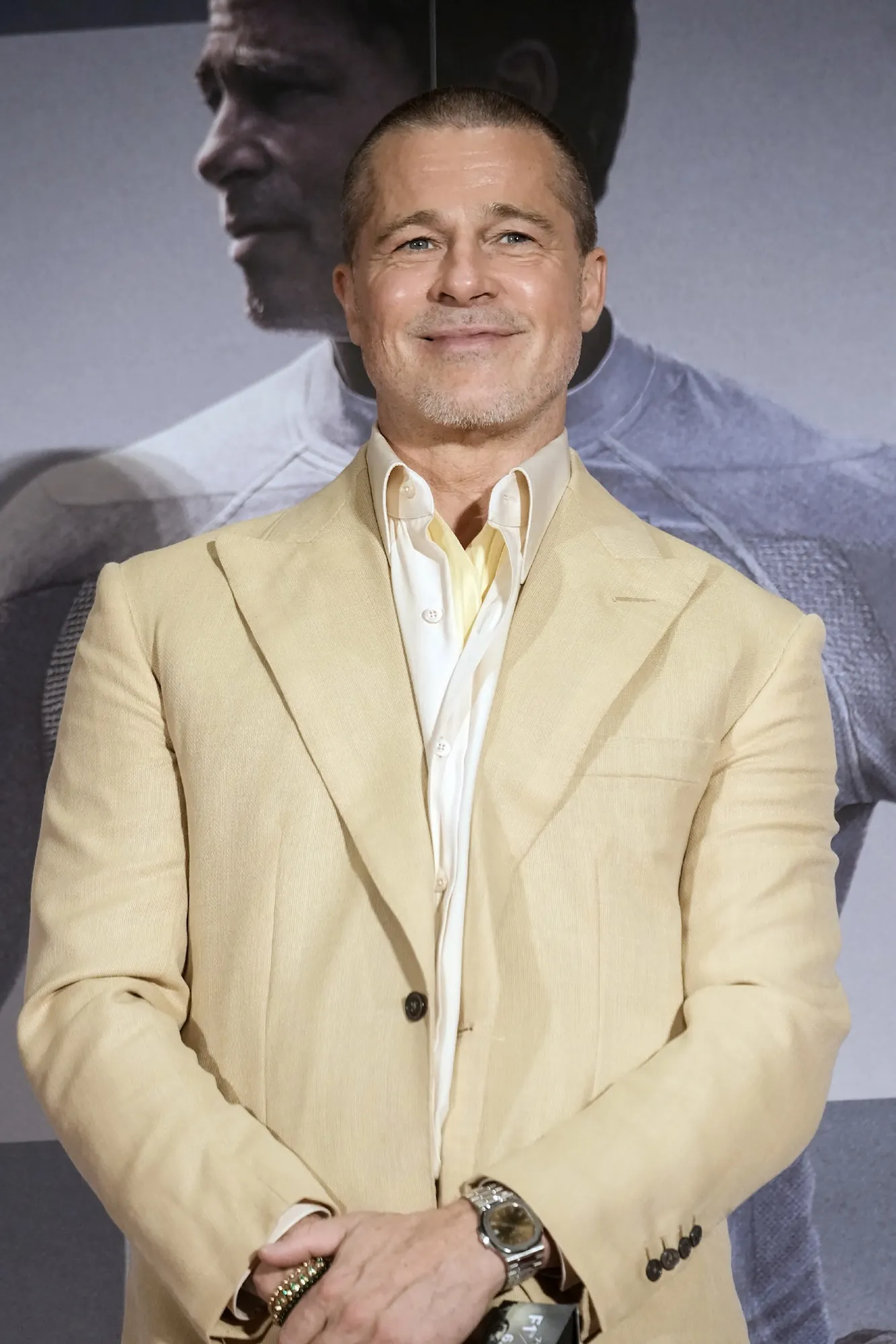 GettyImages-2221535271 Brad Pitt Looks Unrecognizable in Dramatic Blonde Wig for New Project