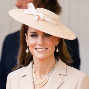 Catherine, Princess of Wales on the Royal Dais at Datchet Road on July 08, 2025 in Windsor, England. President Emmanuel Macron and Mrs Brigitte Macron visit the UK in the first visit State Visit made by France in 17 years. They are staying at Windsor Castle, hosted by King Charles III and Queen Camilla, and a banquet will be held there in their honour. The Macrons will visit Imperial College, and the President will address Parliament during his stay.