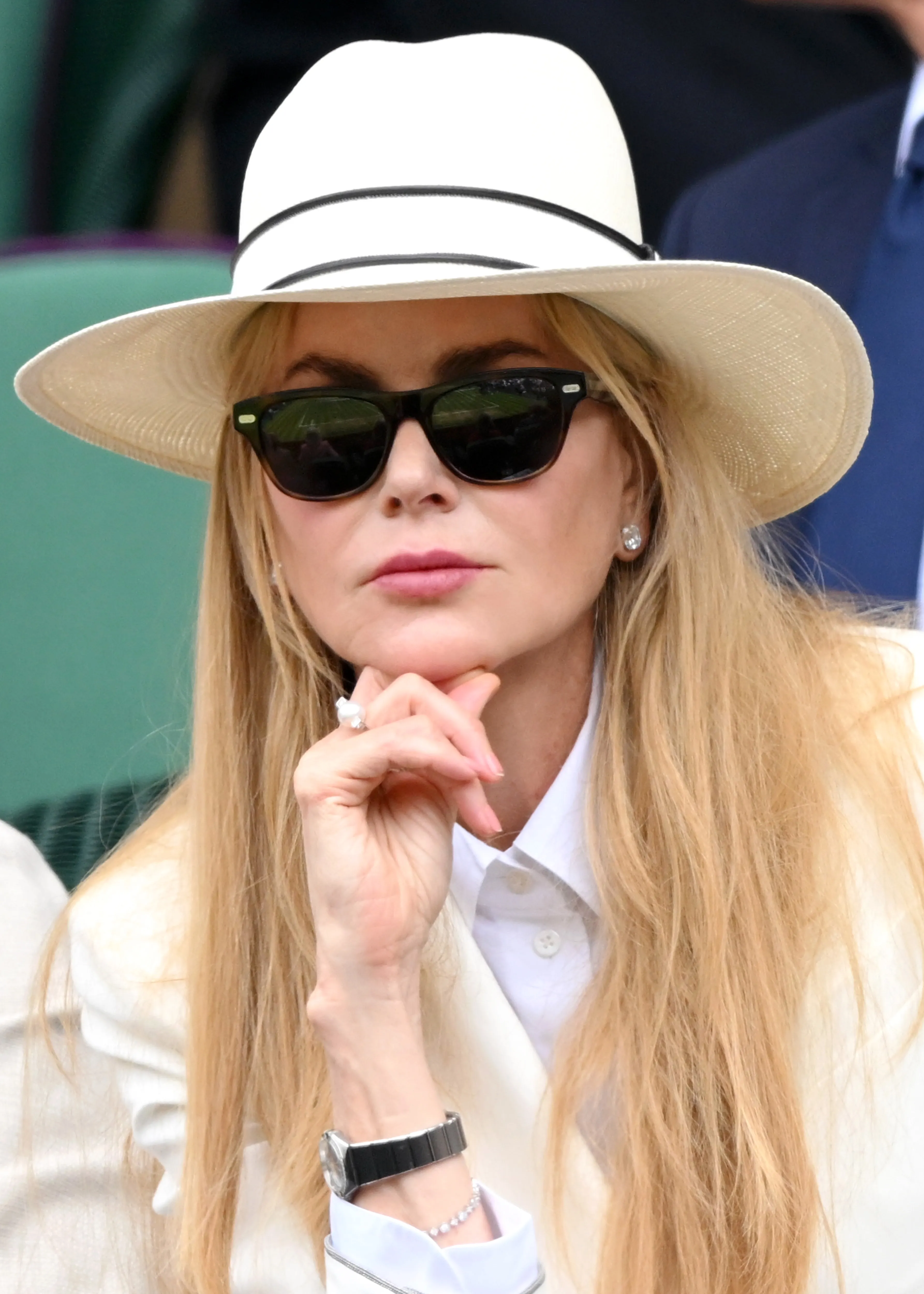 Nicole Kidman attends day fourteen of the Wimbledon Tennis Championships at the All England Lawn Tennis and Croquet Club at All England Lawn Tennis and Croquet Club on July 13, 2025 in London, England.