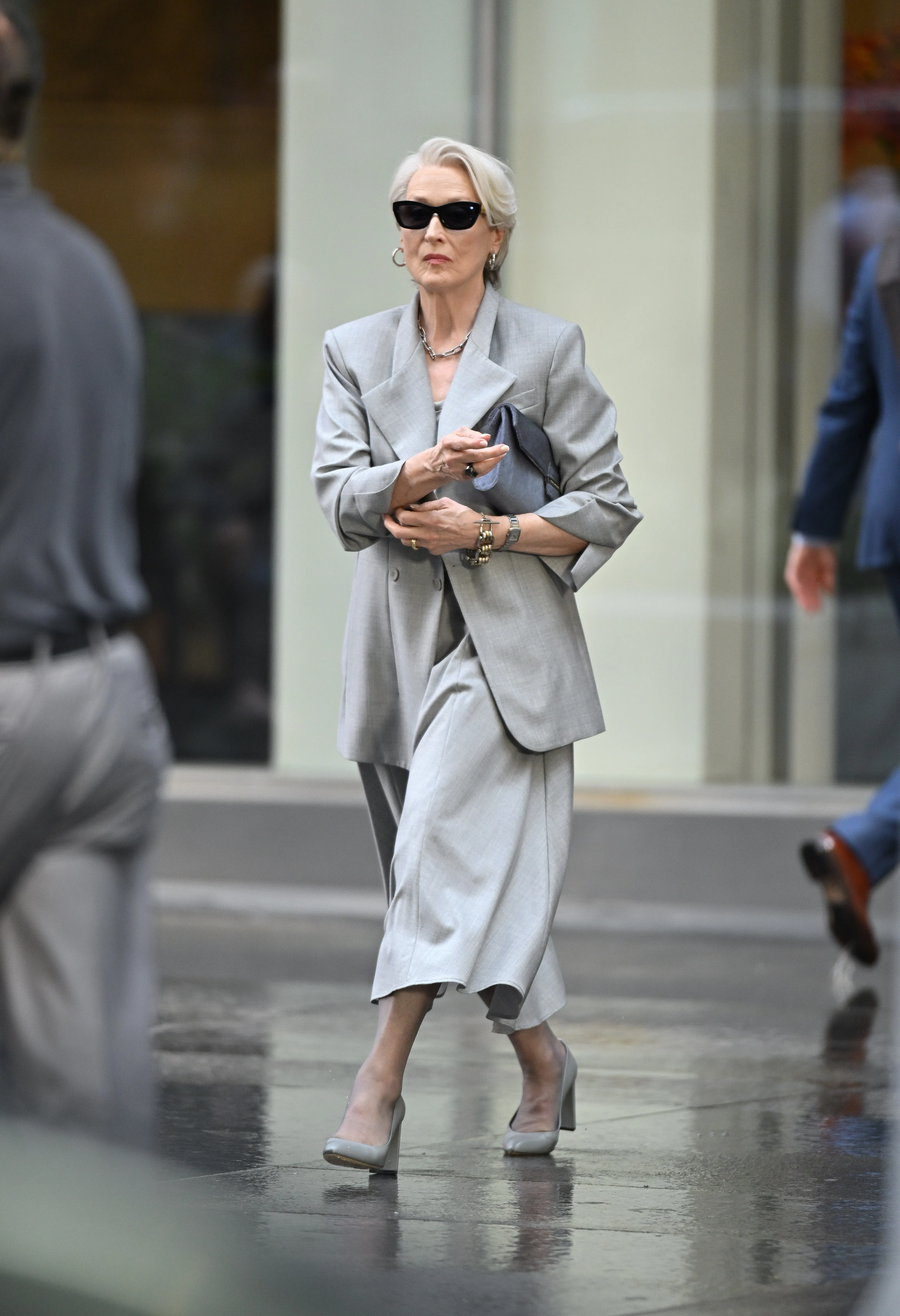 Meryl Streep is seen on the set of 'The Devil Wears Prada 2' in Midtown Manhattan on July 28, 2025 in New York City.
