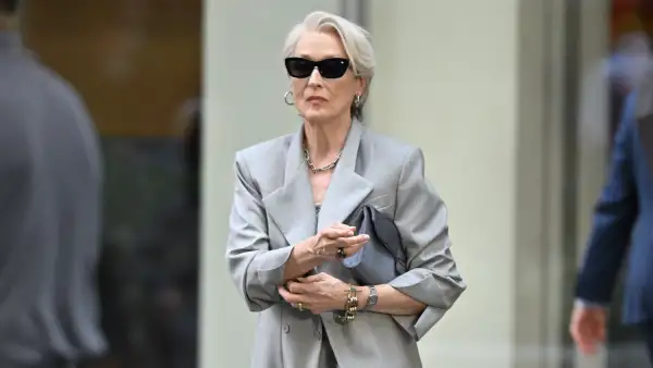 Meryl Streep is seen on the set of 'The Devil Wears Prada 2' in Midtown Manhattan on July 28, 2025 in New York City.