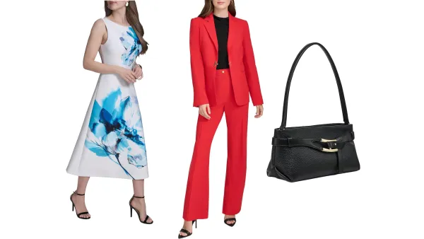 Halston Heritage dress, suit and handbag