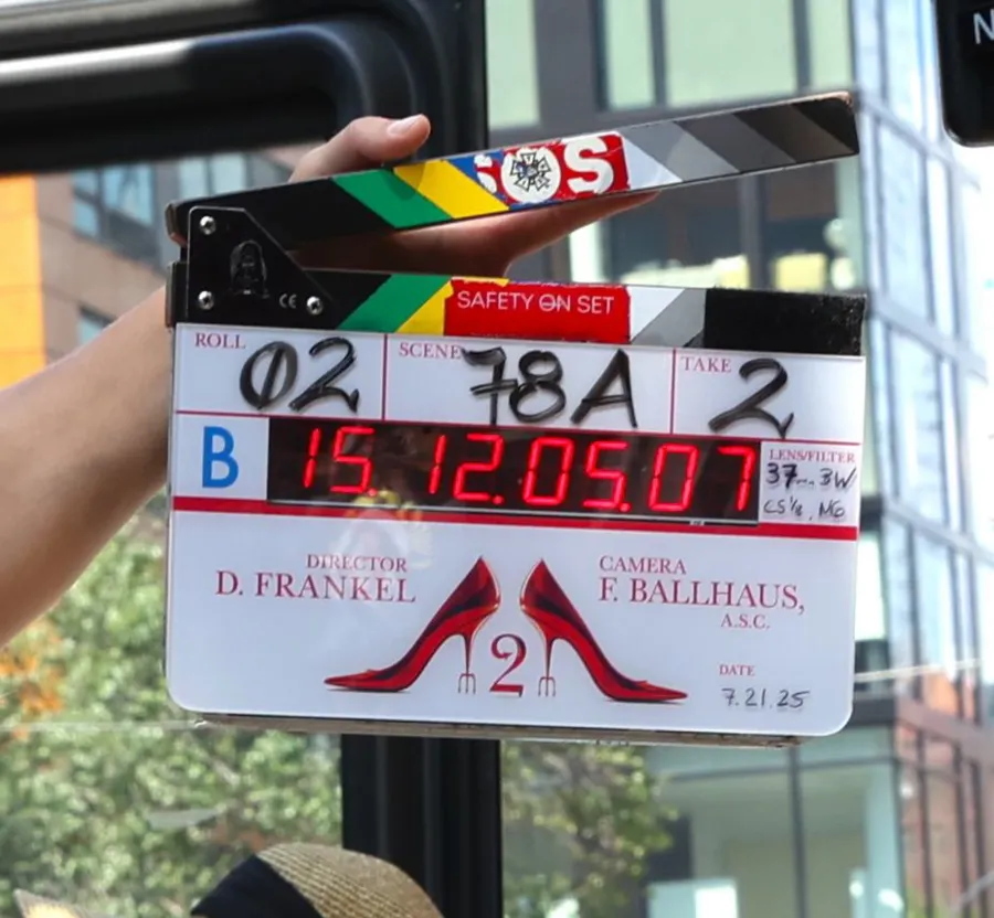 Inside Look at Anne Hathaway and Meryl Streep Filming Devil Wears Prada 2 Slate