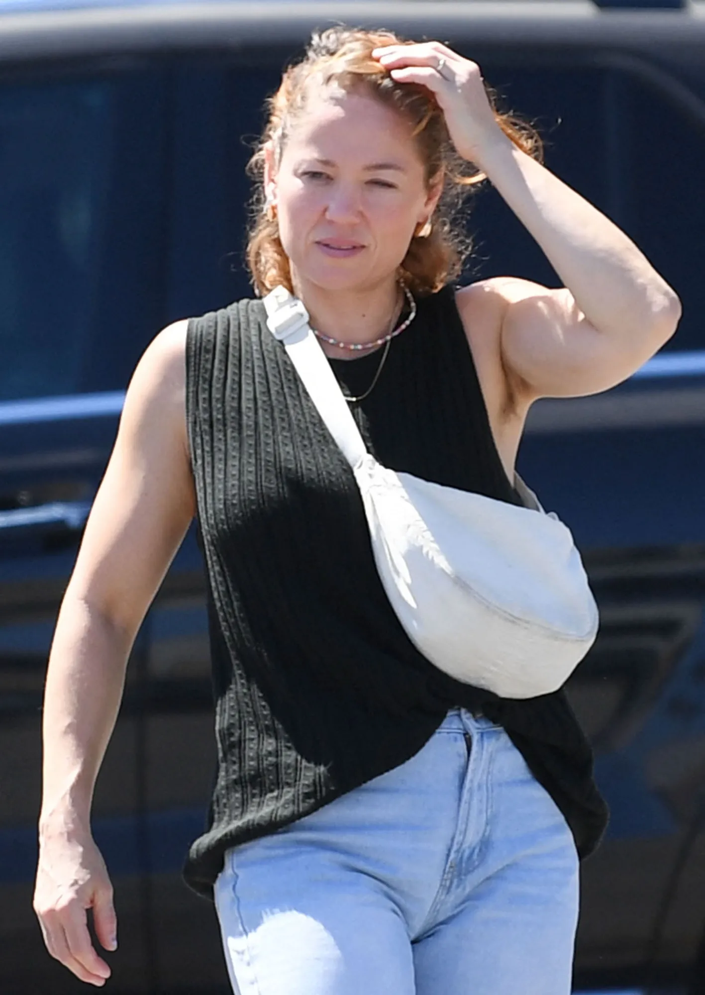 EXCLUSIVE: *NO WEB UNTIL 945PM EDT 15TH JULY* Erika Christensen favors the natural look as she steps out flaunting unshaven armpits 25 years after her breakout role in 'Traffic'